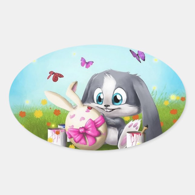 Easter Oval Sticker (Front)