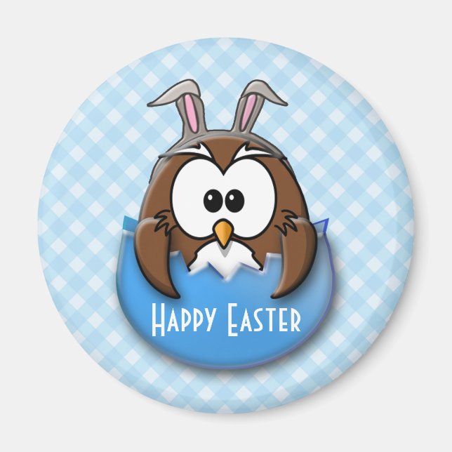 Easter owl - blue magnet (Front)