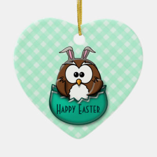 Easter owl - green ceramic ornament