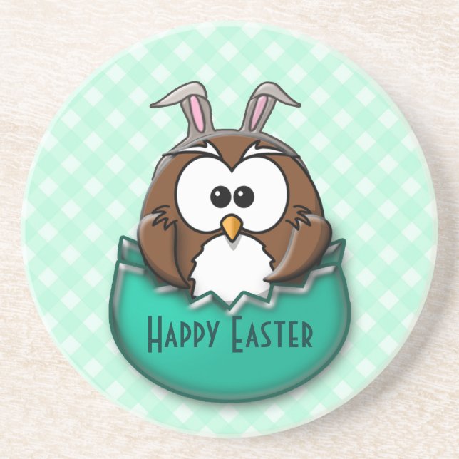 Easter owl - green coaster (Front)