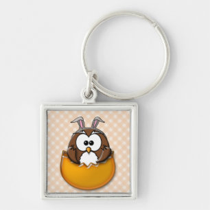 Easter owl - orange keychain