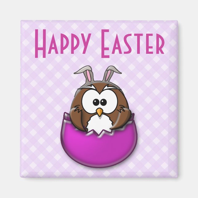 Easter owl - pink magnet (Front)