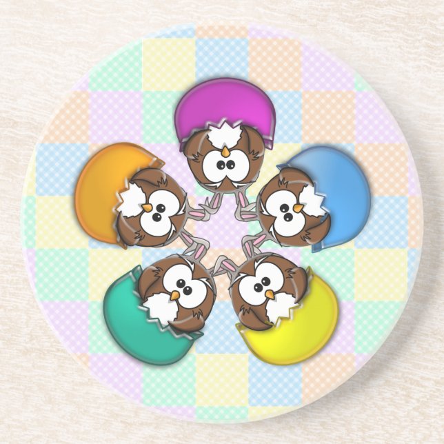 Easter owl - rainbow coaster (Front)