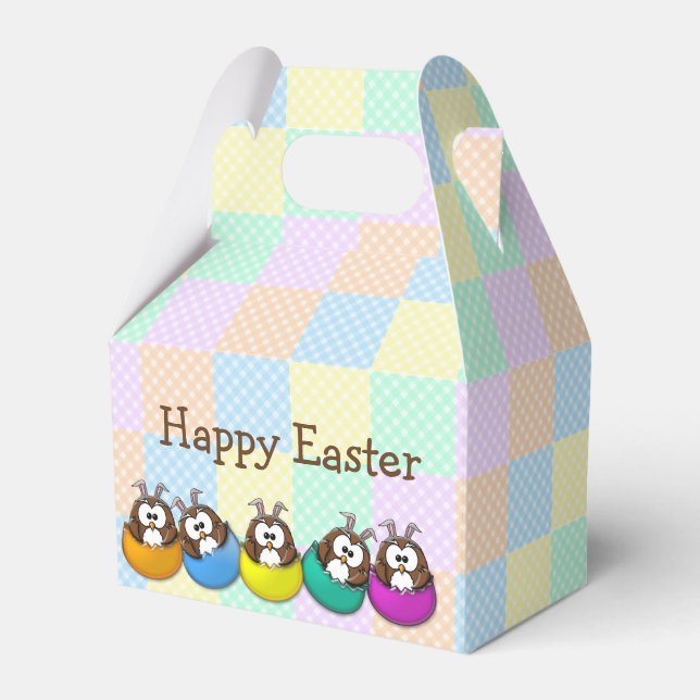 Easter owl - rainbow favor box (Front Side)