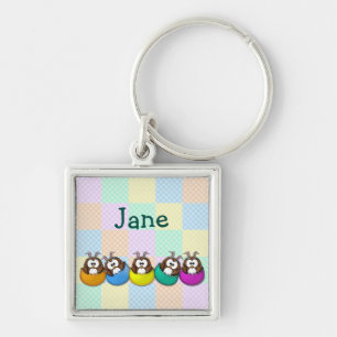 Easter owl - rainbow keychain
