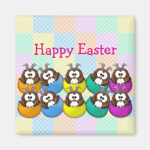 Easter owl - rainbow magnet