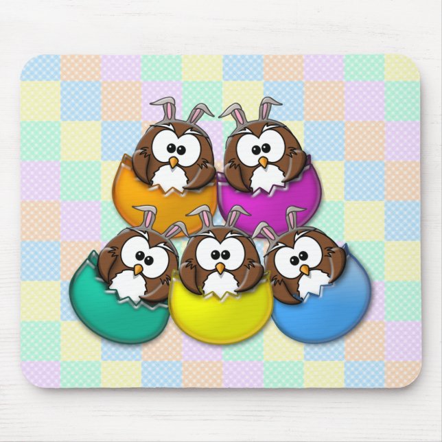 Easter owl - rainbow mouse pad (Front)