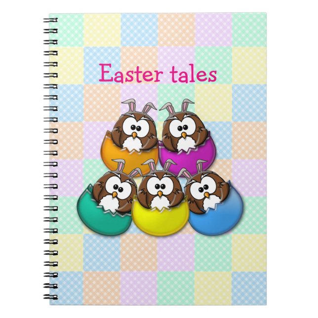 Easter owl - rainbow notebook (Front)