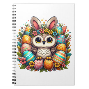 Easter owl with bunny ears notebook