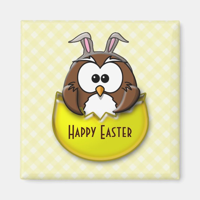 Easter owl - yellow magnet (Front)