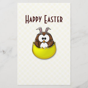 Easter owl - yellow stationery