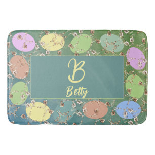 Easter Pale Grey Pastel Eggs & Roses Bath Mat