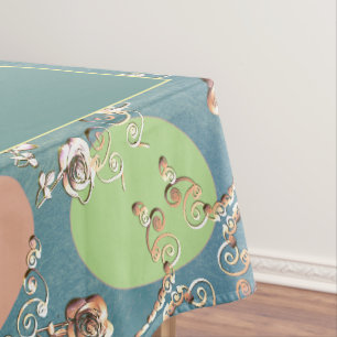 Easter Pale Grey Pastel Eggs & Roses  Tablecloth