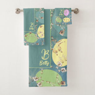 Easter Pale Grey Pastel Eggs & Roses Towel