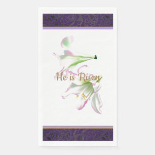Easter Paper Napkin He Is Risen Easter Lilies