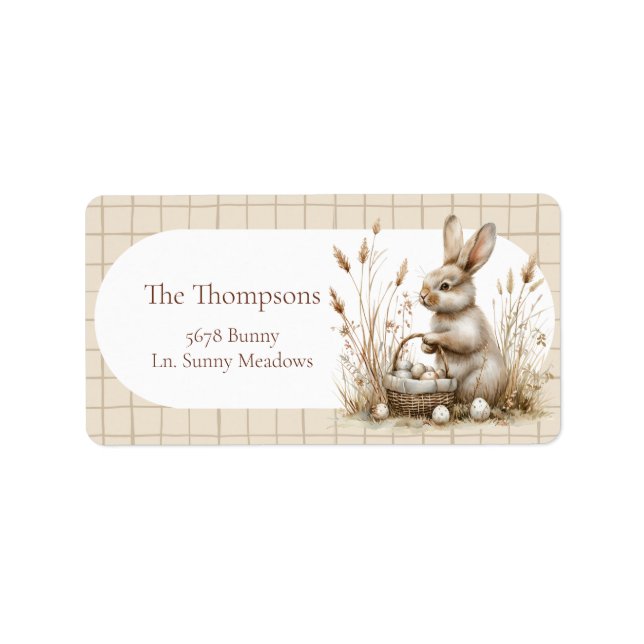 Easter Party Bunny Beige Boho Label (Front)
