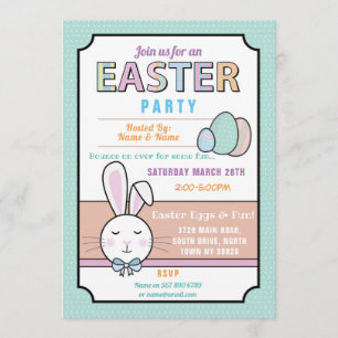Easter Party Bunny Egg Hunt Invitation Mint