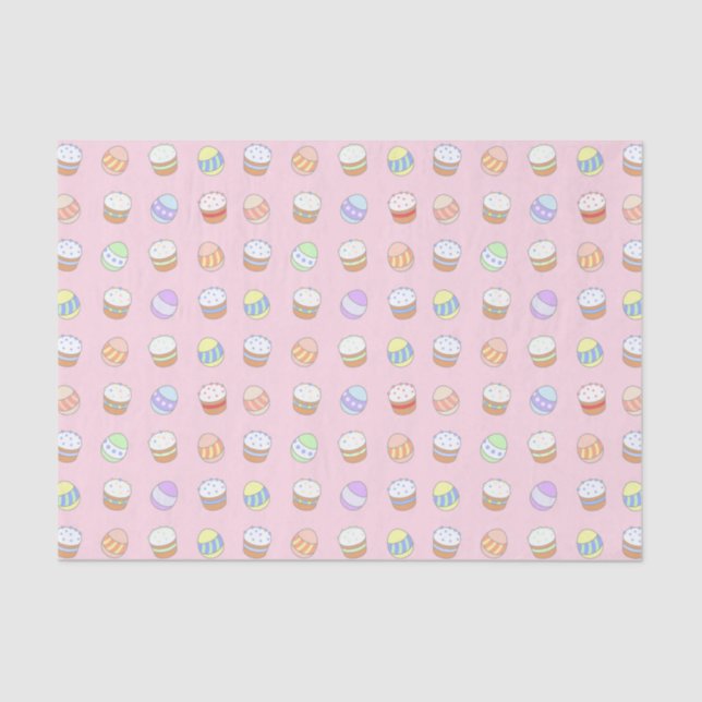 Easter Party Cakes and Eggs Cute Pattern Tissue Paper (Front)