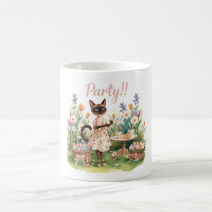 Easter party for Cat Lovers with painted eggs Coffee Mug