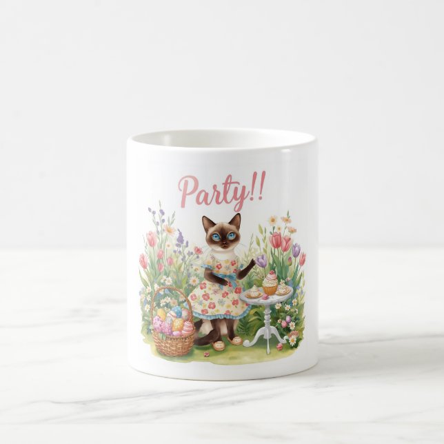 Easter party for Cat Lovers with painted eggs Coffee Mug (Center)