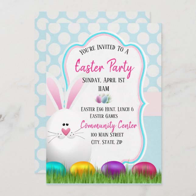 Easter Party Invitation Card (Front/Back)
