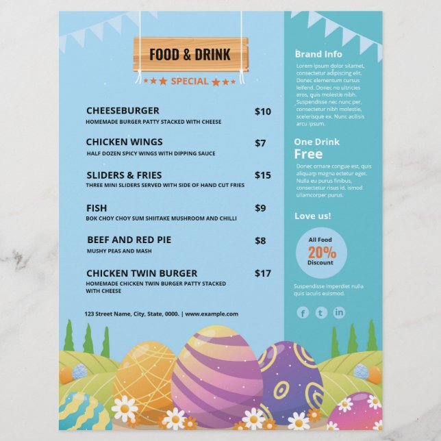 Easter Party Menu Template (Front)