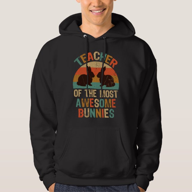 Easter Party Teacher Awesome Bunnies Retro Style W Hoodie (Front)