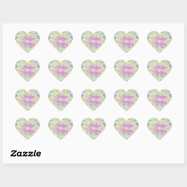 Easter Pastel Abstract Heart Stickers - Birthday (Feuille)