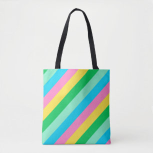 Easter Pastel Colors Pink Blue Stripes Tote Bag