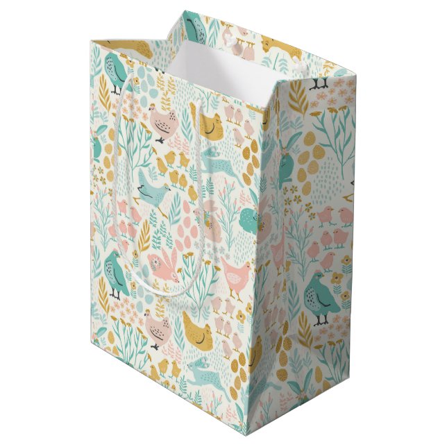 Easter pastel colours symbols seamless pattern medium gift bag (Back Angled)