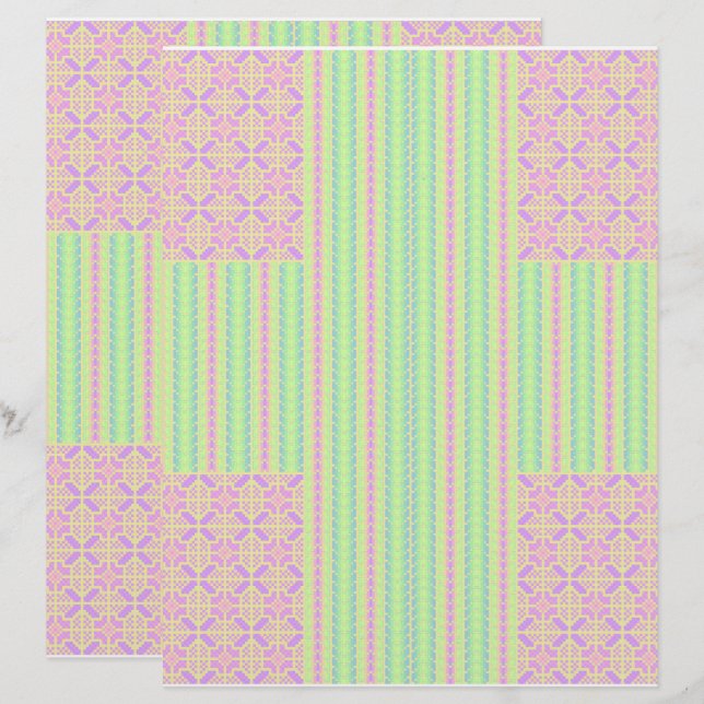 Easter Pastel Cross 2-Sided Scrapbook Paper (Front/Back)