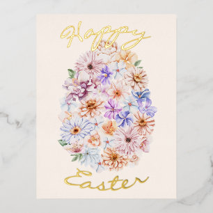 Easter Pastel Florals Customizable Foil Postcard