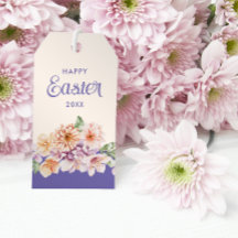 Easter Pastel Peach Floral Customizable Gift Tags