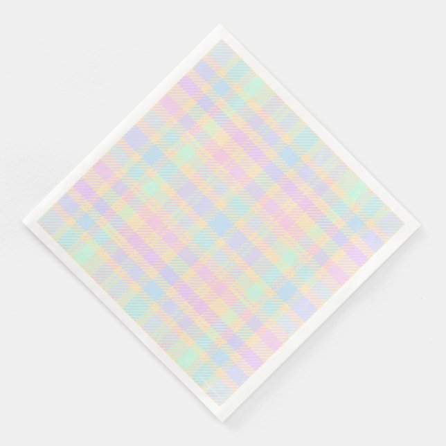 Easter Pastel Plaid Party Paper Napkins (Corner)