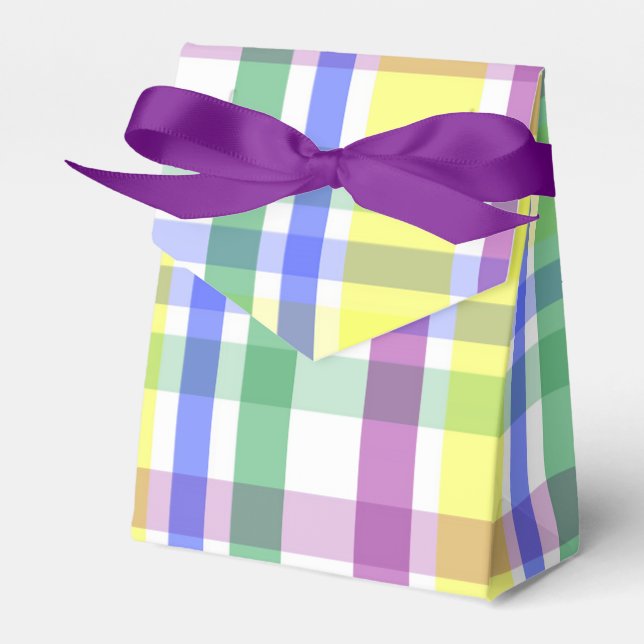 Easter Pastel Plaid Spring Pattern Favor Box (Front Side)