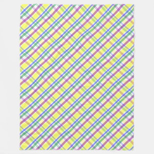 Easter Pastel Plaid Spring Pattern Fleece Blanket