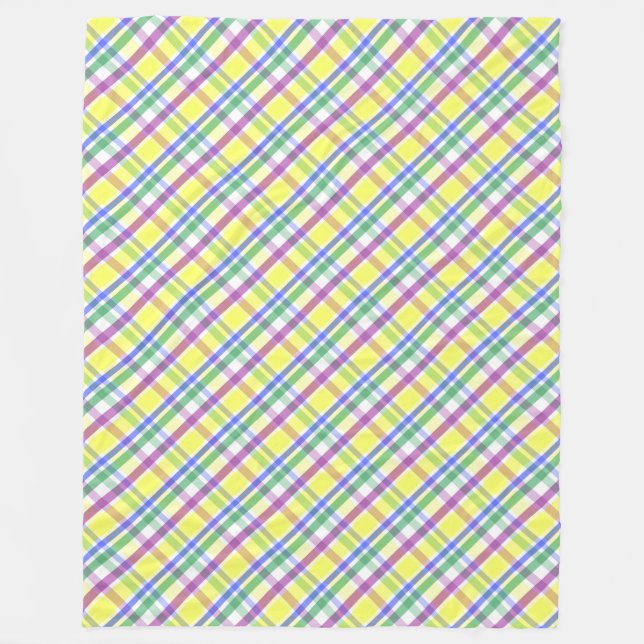 Easter Pastel Plaid Spring Pattern Fleece Blanket (Front)