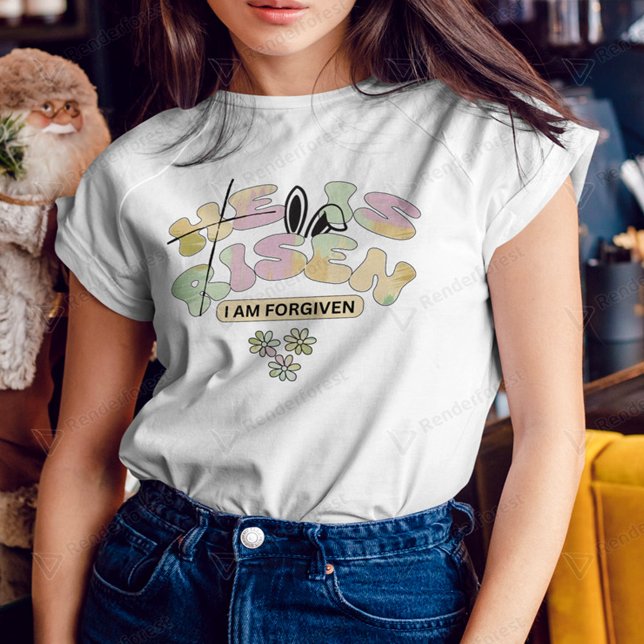 Easter Pastel Typography Religious Pattern T-Shirt (Creator Uploaded)