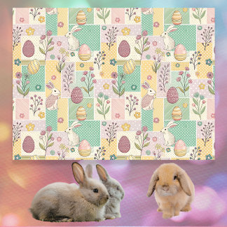 Easter Patchwork Pastel Bunnies Eggs and Gingham Tissue Paper