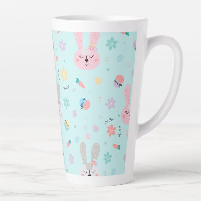 Easter Pattern Bunny Eggs, Easter Holiday Gift Latte Mug (Right)