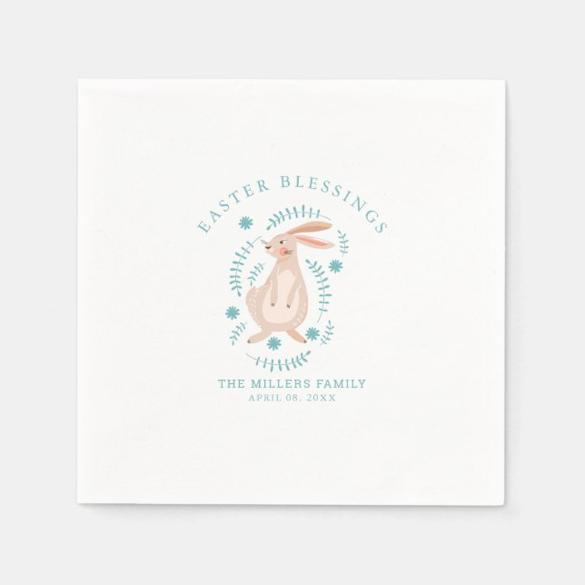 Easter pattern with eggs, bunny, chick, flowers  napkin (Front)