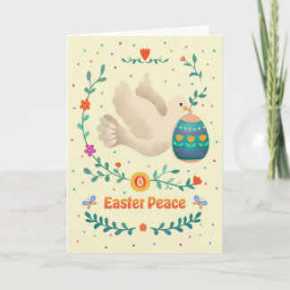 Easter Peace Watercolor Dove & Decorative Egg  Card