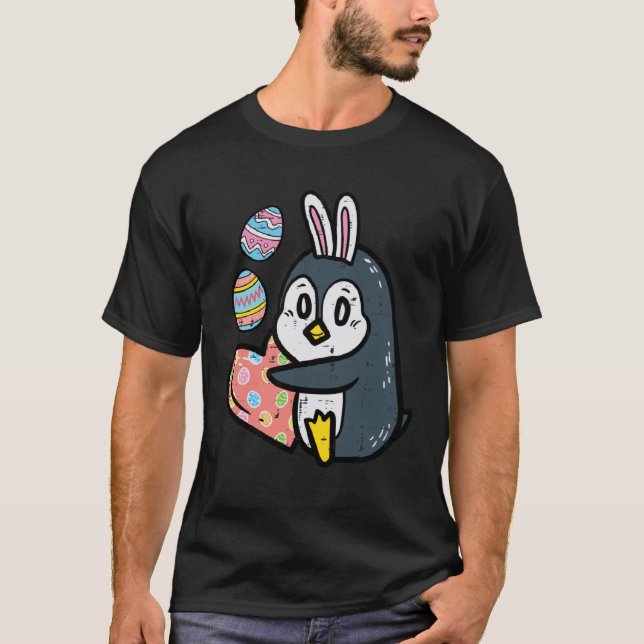 Easter Penguin Bunny Hug Egg Hunting Toddler Boys  T-Shirt (Front)