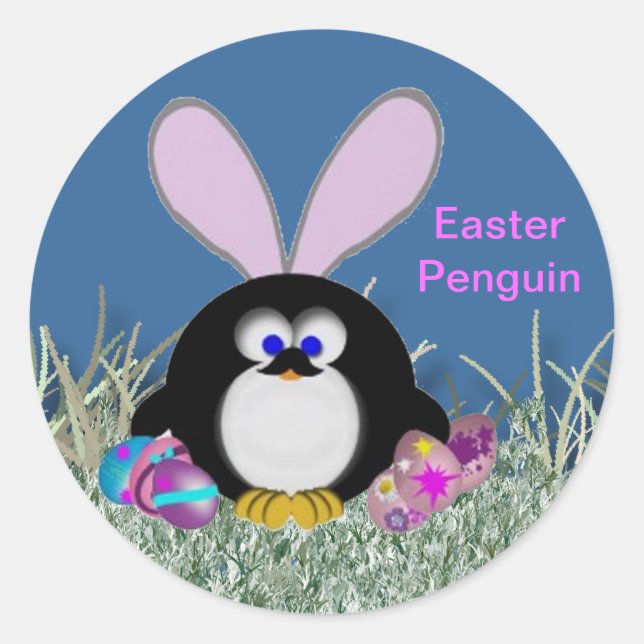 Easter Penguin Classic Round Sticker (Front)