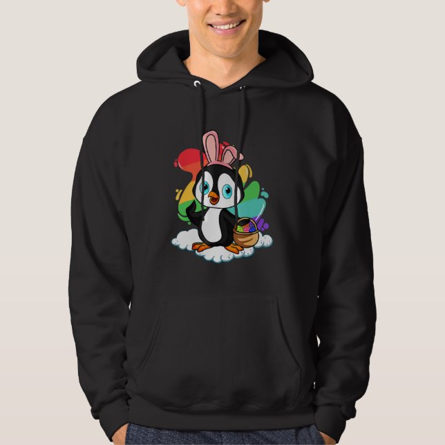 Easter Penguin Easter Hunt Eggs Bunny Penguin  Eas Hoodie (Front)