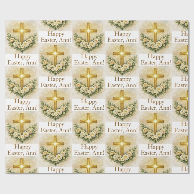 Easter Personalized Christian Cross Wrapping Paper (Flat)