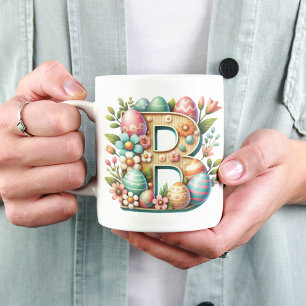 Easter Personalized Floral Monogram With Name Coffee Mug