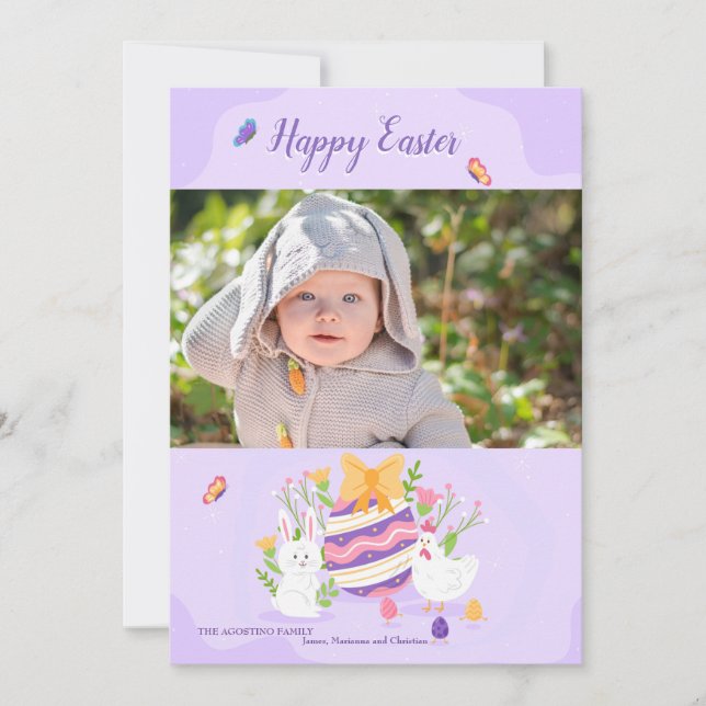 Easter Photo Frame Greeting Card (Front)