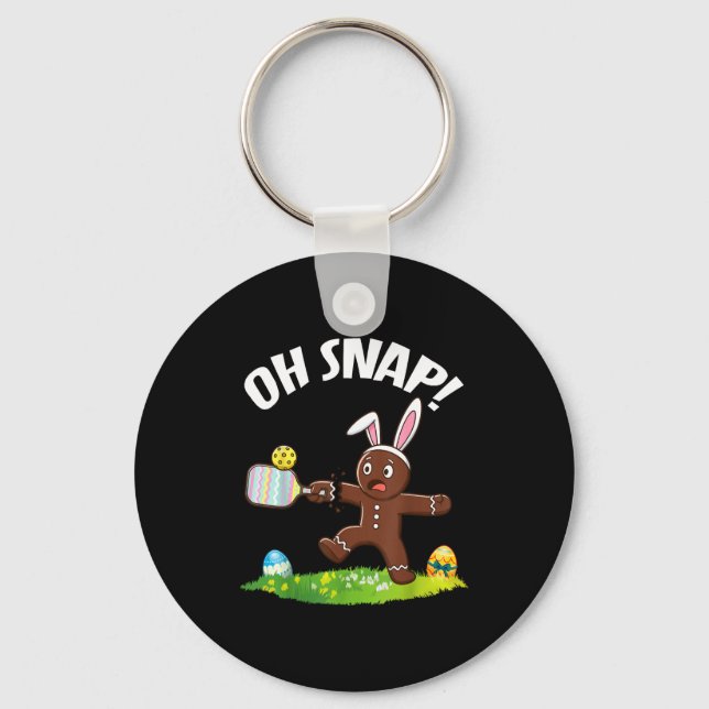 Easter Pickleball Gingerbread Man Oh Snap Broken A Keychain (Front)