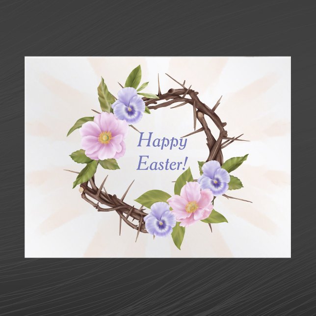 Easter Pink Purple Floral Crown Thorns Holiday Postcard (Creator Uploaded)